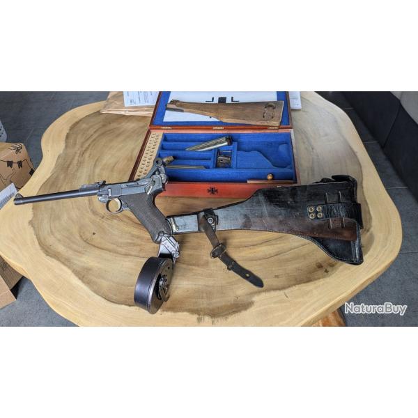 Ensemble complet d'origine Luger Artillerie DWM 1917 avec crosse, holster et accessoires