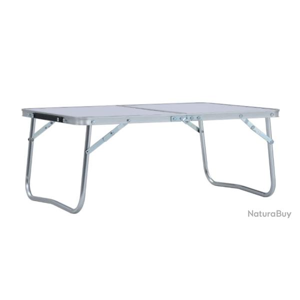 Table pliable camping blanc 60x40 cm aluminium MDF l�g�re pratique ext�rieur