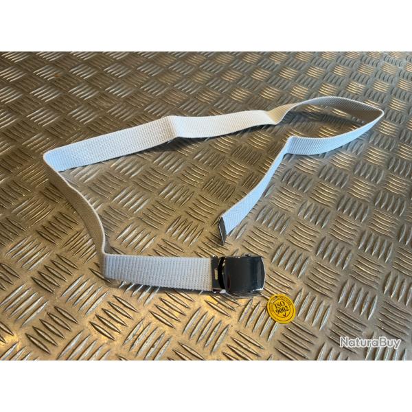 Ceinture militaire en toile nylon blanc avec boucle chrome