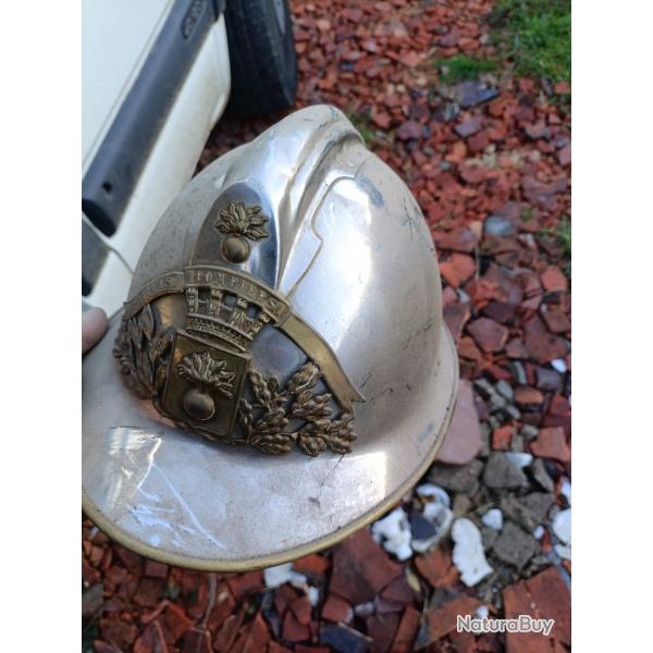 Casque de pompier alu et laiton