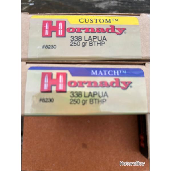 LOT 53 CARTOUCHES HORNADY 338 LAPUA MAG 250 Grains BTHP