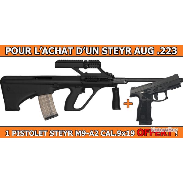 OFFRE STEYR - PACK PROMO STEYR AUG A3 CAL.223R AVEC LUNETTE STEYR x1.5 + 1 PISTOLET STEYR M9-A2 CAL.