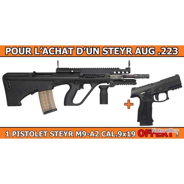 OFFRE STEYR - PACK PROMO STEYR AUG A3 SA SWAT CAL.223R + 1 PISTOLET STEYR M9-A2 CAL.9x19 OFFERT !