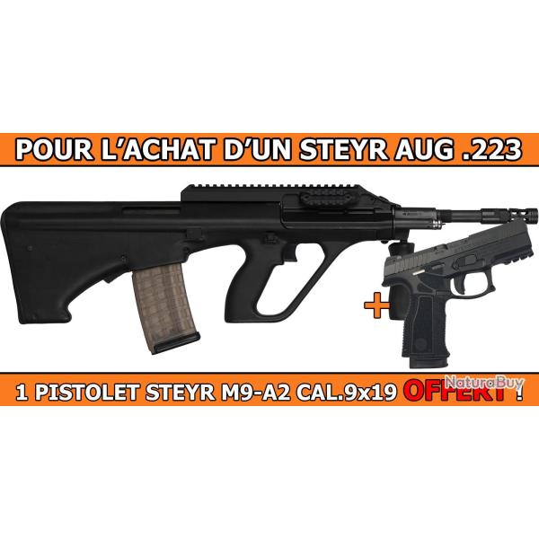 OFFRE STEYR - PACK PROMO STEYR AUG A3 Z QCB/SR FLAT TOP .223R + 1 PISTOLET STEYR M9-A2 CAL.9x19 OFFE