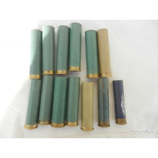 lot d'anciennes douilles carton de collection  pour fusil de chasse