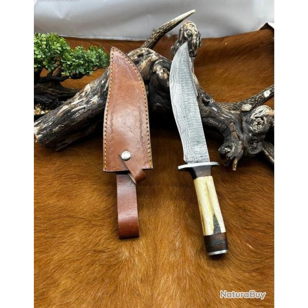 Bowie Smoky Mountain Blades lame en acier Damas 256 couches manche en bois et en os NSMB100