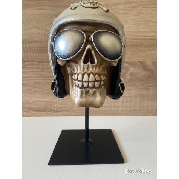 Objet Atypique Tirelire Crane T�te de Mort Motard Biker Sciences Occultes