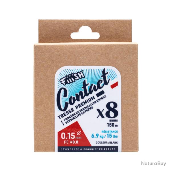 Tresse Fiiish Contact 150m 150m PE 1.2 / 0,19mm 8,7 kg / 19 lbs Blanche