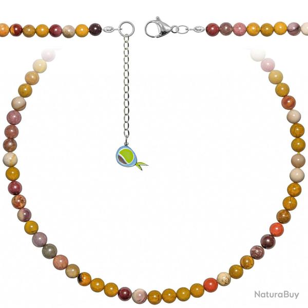 Collier en jaspe mokaite - Perles rondes 6 mm - 38 cm