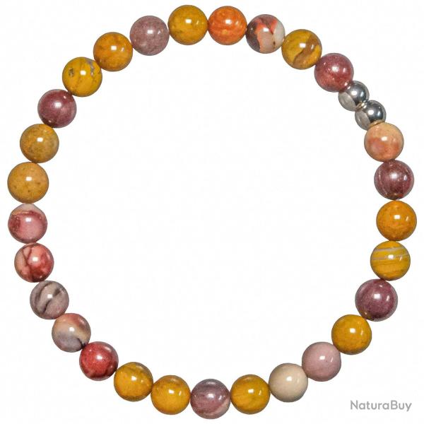 Bracelet en jaspe mokaite - Perles rondes 6 mm