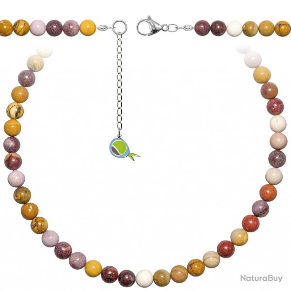 Collier en jaspe mokaite - Perles rondes 8 mm - 38 cm