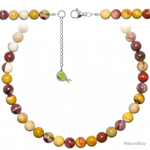 Collier en jaspe mokaite - Perles rondes 10 mm - 50 cm