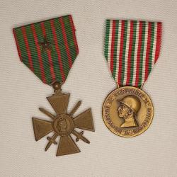 Croix de Guerre 1914/1918 et comm&eacute;morative italienne WW1