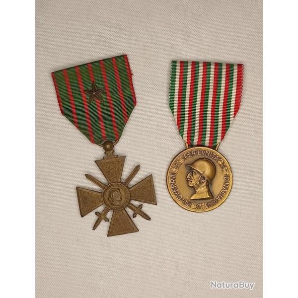 Croix de Guerre 1914/1918 et comm�morative italienne WW1