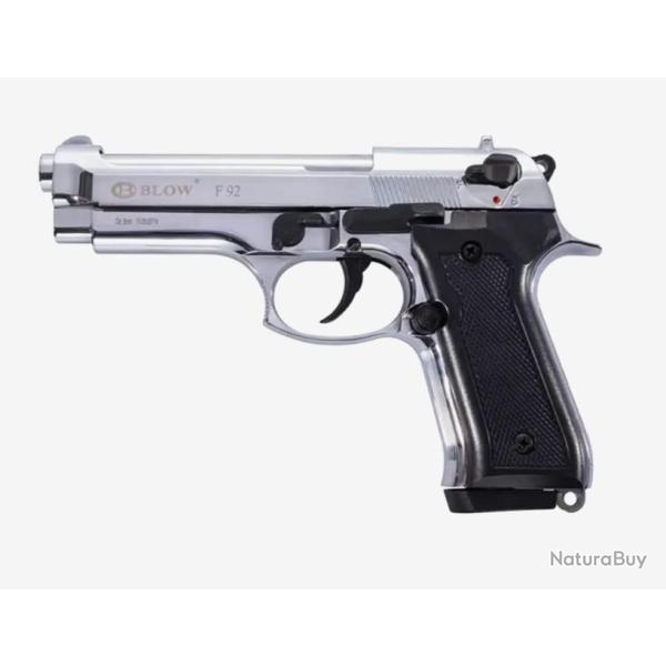 Pistolet � Blanc BLOW F92 FULL AUTO - 9MM PAK Chrome Brillant