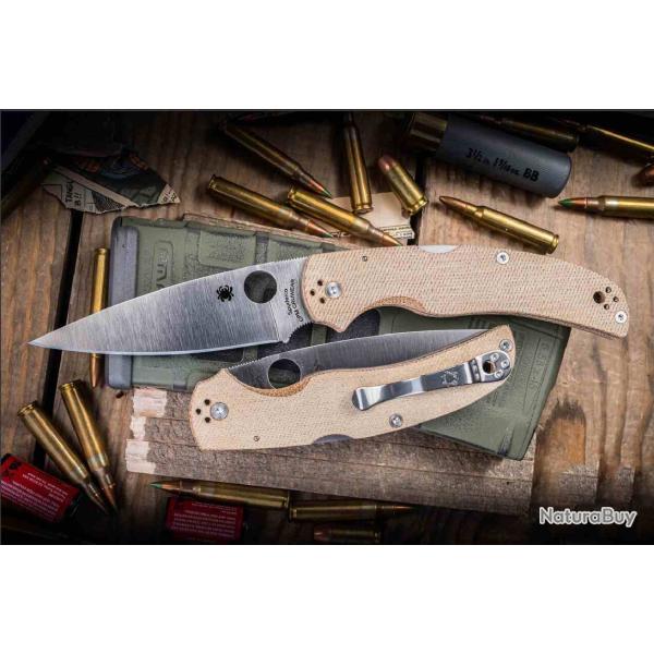 Couteau Spyderco Native Chief Lame Acier CPM-CruWear Manche Micarta Marron Lockback USA SC244MPCW -