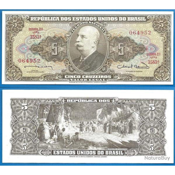 Bresil 5 Cruzeiros 1963 Sign 12 Estampa 2A Billet Brasil Brazil Cruzeiro Real Reais
