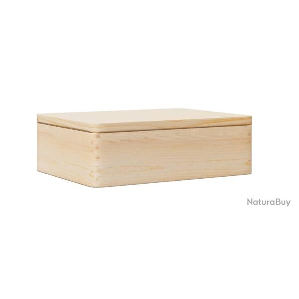 Bo�te rangement bois couvercle 40x30x13 cm pin massif naturel pratique polyvalente int�rieur