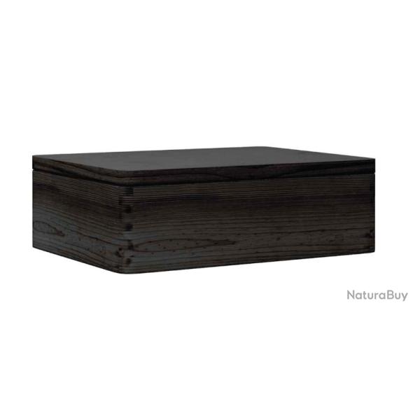 Bo�te rangement bois noir couvercle 40x30x13 cm pin massif naturel pratique polyvalente int�rieur