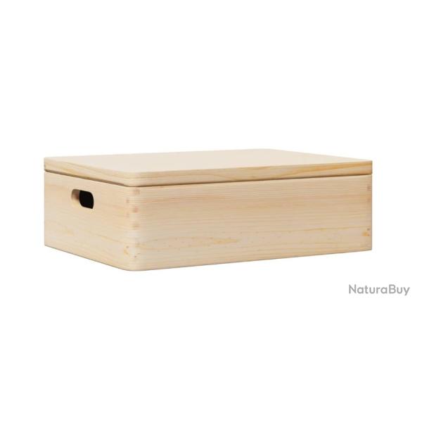 Bo�te rangement bois avec couvercle et poign�es 40x30x13 cm pin massif pratique d�coration