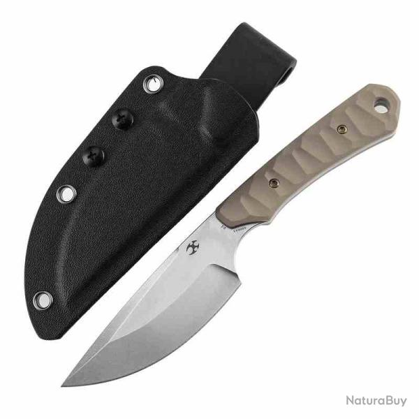 Couteau de Survie Bushcraft Kansept Flank Sand Lame Acier D2 Manche G10 �tui Kydex Rotatif KG006A5