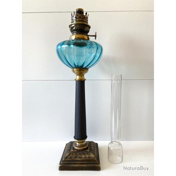 Ancienne Lampe Antique P�trole Huile Bronze Style Empire �poque Louis XVIII