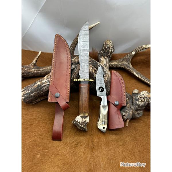 Set Bowie de chasse RITE EDGE + Couteau � d�pecer avec Cerf d�coup� au Laser sur la Lame NRE100