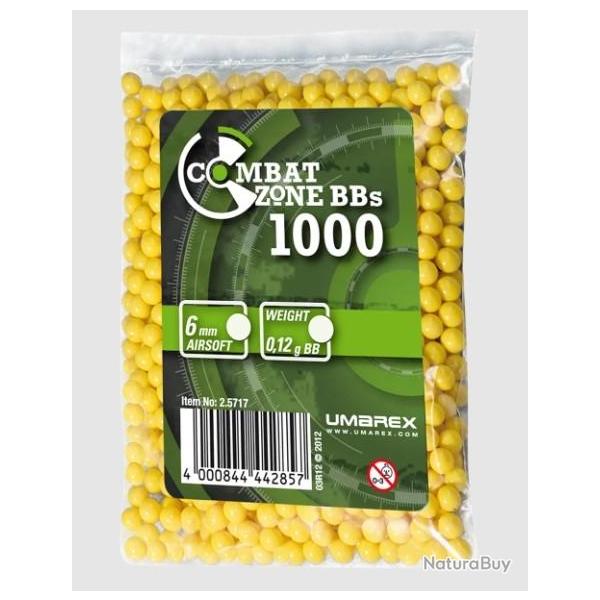 Billes BBs 6mm Combat Zone Jaune 0.12g Sachet X100