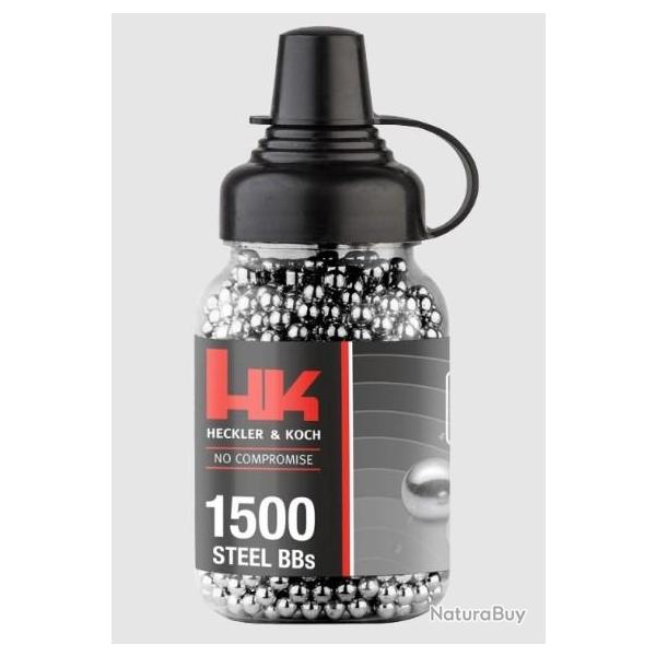 Billes Steel H&K BBs 4,5mm 0.35G Bouteille x1500