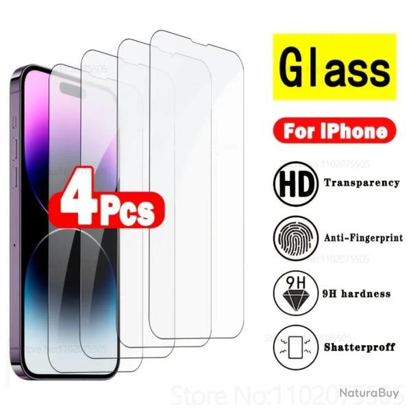 4 Ecrans Protecteur Verre Trempe Incassable pour iPhone, Smartphone: iPhone 17 Pro Max