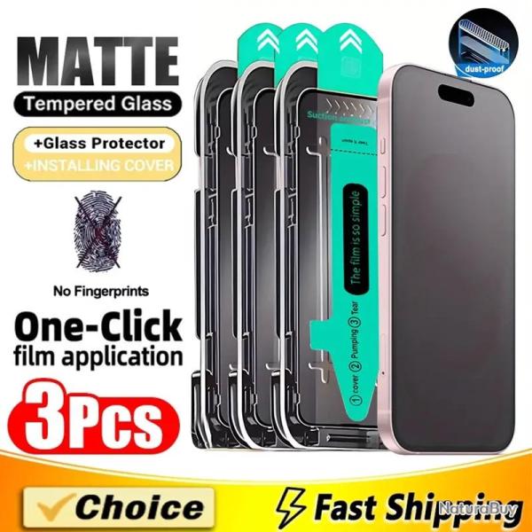 3 Ecran Protecteur Verre Mat + Gabarit Pose pour iPhone, Smartphone: iPhone Air