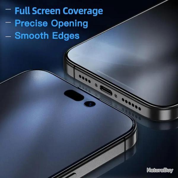 3 Ecran Protecteur Verre Mat Privacy + Gabarit pour iPhone-iPhone 17