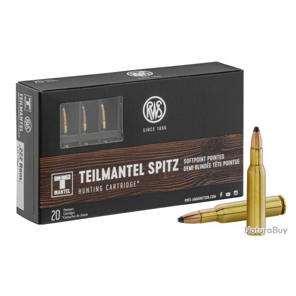 Munition grande chasse RWS Cal. 222 REM type TMS