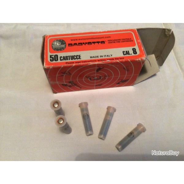 Rare 5 cartouches cal 8mm percussion centrale carabine de jardin