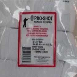 Pro-shot 500 chiffonnettes en coton 38 - .45 Cal. / 20 GA - 410 GA - 2 1/4 "