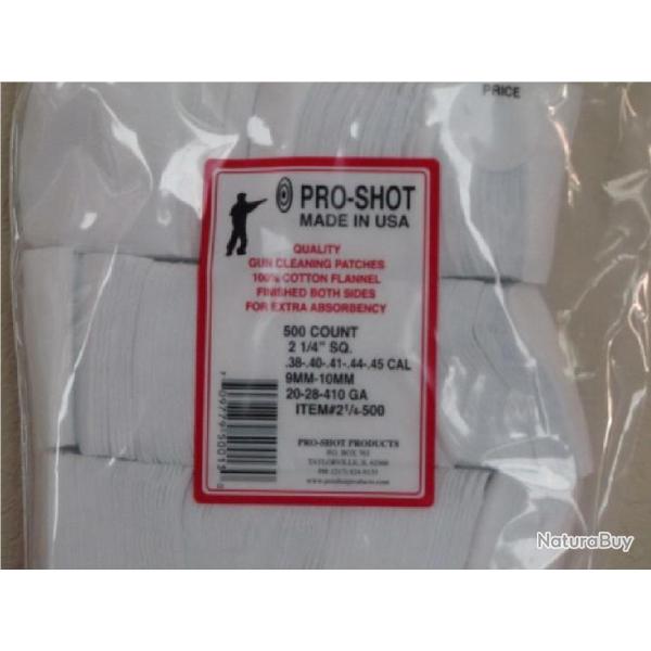 Pro-shot 500 chiffonnettes en coton 38 - .45 Cal. / 20 GA - 410 GA - 2 1/4 "