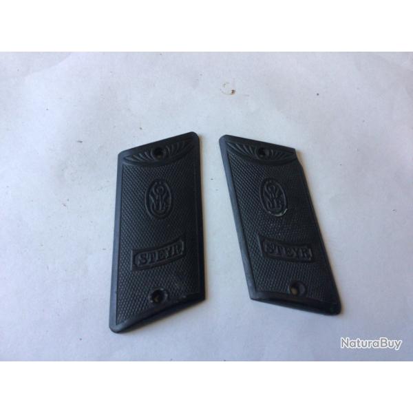 VENDU PAR LE-CUIRASSIER PAIRE DE PLAQUETTES POUR PISTOLET  STEYR 1908/1909