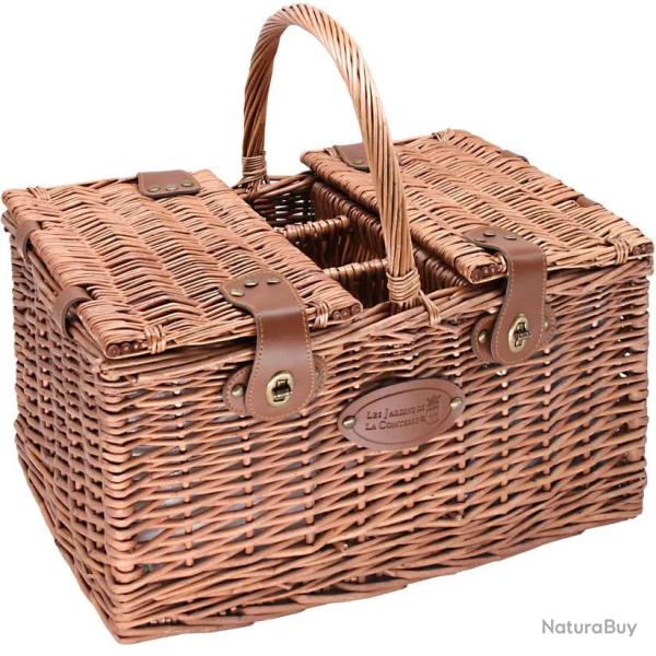 Panier pique-nique en osier Vichy bleu - 4 personnes