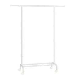 Porte-manteau &agrave; roulettes portant &agrave; v&ecirc;tements extensible en m&eacute;tal avec &eacute;tag&egrave;re de rangement sur&eacute;lev