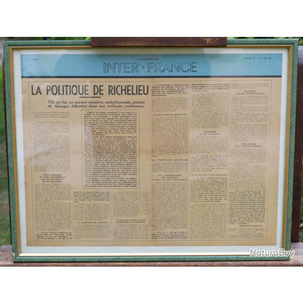 rare Affiche Interfrance 13 d�cembre 1942 Richelieu encadr�e sous verre SDC25AFA002