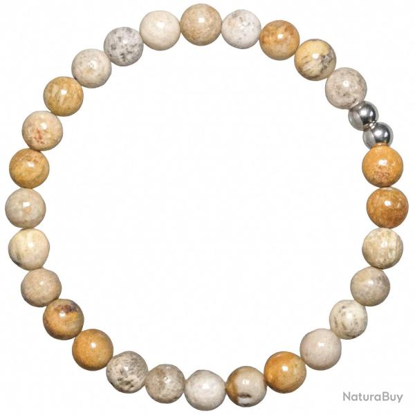 Bracelet en corail fossilis� - Perles rondes 6 mm