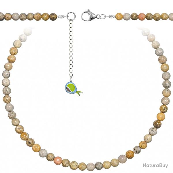Collier en corail fossilis� - Perles rondes 6 mm - 55 cm