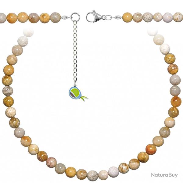 Collier en corail fossilis� - Perles rondes 8 mm - 55 cm