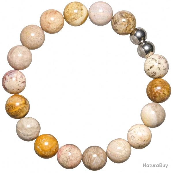 Bracelet en corail fossilis� - Perles rondes 10 mm