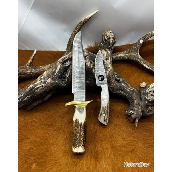 Set de deux couteaux RITE EDGE manche en bois de cerf NBCD100