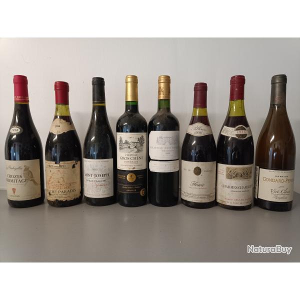 Lot de 8 bouteilles vin