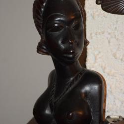 Sculpture Buste de Femme Africaine en Eb&egrave;ne