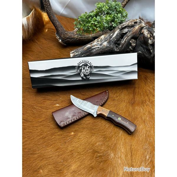 Bowie smoky Mountain Blades lame en acier Damas et manche en bois d'Olivier NSMB120