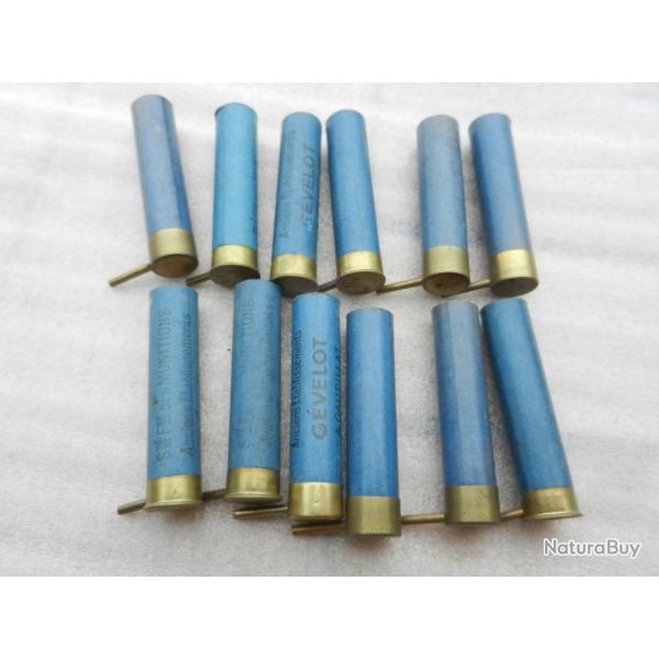 lot de 12 douilles de cartouche de chasse � broches cal.12 mm