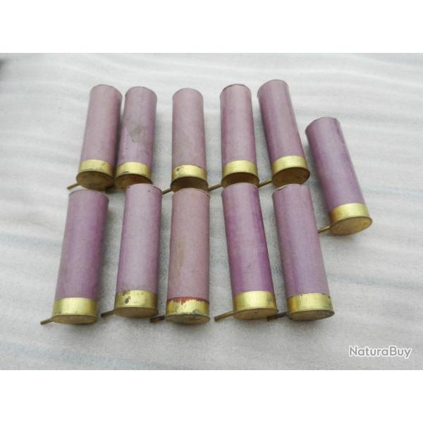 lot de 11 douilles carton de cartouches de chasse � broches cal.12